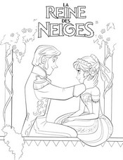 coloriage reine des neige hans et anna amoureux